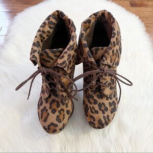 Leopard Print Wedge Heels Size 6.5